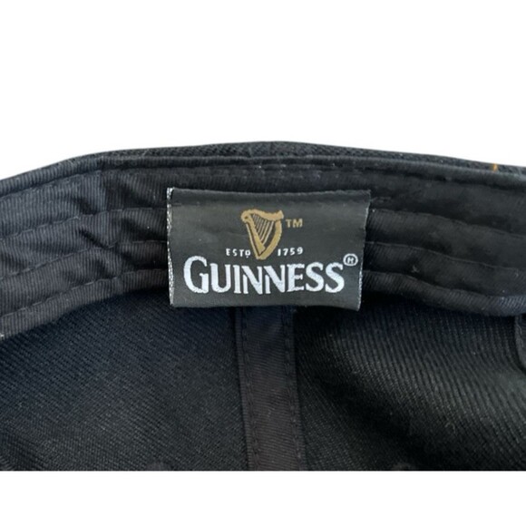 Guinness Black Baseball Cap  Logo with Bottle Opener Hook and Loop Closure - Picture 7 of 7